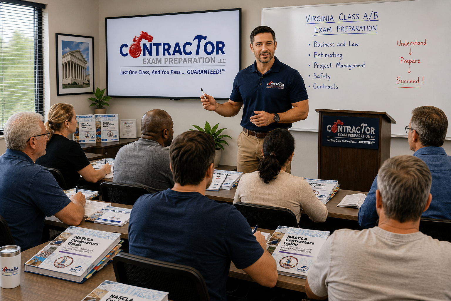 Virginia Class A B contractor exam prep classroom training
